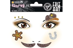 ‎HERMA HERMA 15315 Face Art Gesicht Aufkleber Glitzer Sticker für Fasching, Karneval, Halloween, dermatologisch getestet, Cowboy