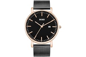 BUREI Uomo Orologio da Polso al Quarzo Classico con Cassa Ultra Sottile Design Minimalista Quadrante Analogico Data Finestra
