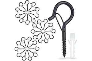 CARVE IDEAS 30 Pièces Crochets À Vis, Crochets À Vis Avec Verrouillage, Crochets De Plafond Pour Paniers À Plantes, Nichoirs, Carillons Éoliens Et Lumières, Crochets Muraux Pour Intérieur Et Extérieur Noirs