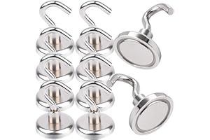 Aenienoe 10 Pièces Crochet Magnetique Aimant Puissant Neodyme Crochet 30kg pour Frigo Cuisines Bureau École Crochet de Croisière Robuste au Plafond Argenté 32mm