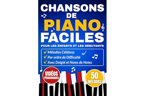 Chansons de Piano Faciles pour les Enfants et les Débutants: Mélodies Célèbres par ordre de Difficulté avec Doigté et Noms de Notes