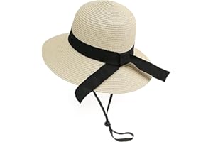 INOGIH Sombrero de paja para niñas, sombrero de playa de verano, sombrero de ala ancha con protección UV