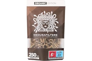 Medusafilters 250 + 5 filtros de carbón activo premium Slim 6 mm de diámetro, tamaño de punta | edición orgánica | con tapas de fibra vegana y cáscaras de coco activadas para menos contaminantes