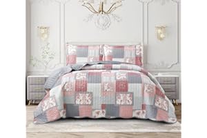 GonZalo GraCia. 3 Piece Bedspread Printed Patchwork Quilted Reversible Bed Spread Super King Bed UK Size ((FineDecor, Super King)