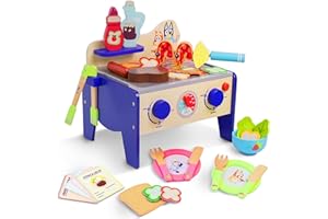 Bluey – Picnic Basket Set – 30-Piece Wooden Roleplay Toy for Kids with Carry Case, Cutlery & Pretend Food – Made from FSC-Certified Materials – Creative & Engaging Play Kit (BBQ & Salad Set)