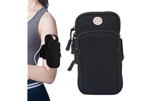 DAMOHONY Handy-Halterung für das Fitnessstudio, Sportarmband mit Kopfhörerloch für iPhone 12/11 Pro Max XS/XR/8/7/6 Plus/iPhone 6S, Samsung Galaxy, LG, iPod (17,8 x 10,2 cm)