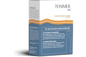 Tonimer Lab Hypertonic – Flaconcini 18 x 5 ml – Soluzione Ipertonica di Acqua di Mare – Decongestionante Mucose in Fasi Acute di Riniti allergiche Sinusiti e Rinosinusiti – Ideale anche per Aerosol
