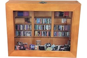 TOURKING Anxiety Mini Bookshelf, Miniature Book Display Shelf with 200Pcs Mini Books, Shake Away Your Anxiety, Wooden Miniature Library Ornament For Book Lovers