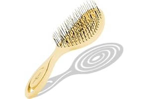 CHIARA AMBRA Spazzola Capelli Bio - Spazzola Districante per Capelli Ricci, Lisci, Extension Professionale - Spazzola Vegan Piatta per Capelli Asciutti e Bagnati - Giallo