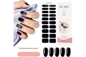 Kalolary 20PCS Strisce per smalto gel per unghie, Rosso Adesivi per smalto per unghie Full Wraps Lampada UV/LED Adesivi per unghie in gel curati con Lima per unghie e Stick (Nero)
