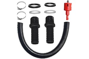 XICIKI Water Butt Connector Kit, Water Butt Hose Pipe Connector Rain Barrel Linking Kit, 50cm Connection Hose 2 PCS 25mm Connectors and Accessories Rain Butt Connector for Rainwater Barrels