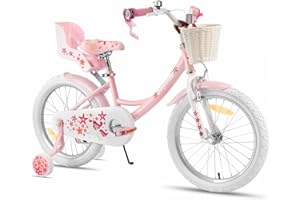 ‎JOYSTAR JOYSTAR Einhorn 12/14/16/18 Zoll Kinderfahrrad für 2-9 Jahre Mädchen, Kinderfahrrad mit Puppenfahrradsitz & Stützrädern& Korbstreamer