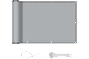 LOVE STORY Brise Vue pour Balcon 90x300cm, Imperméable Couverture de Confidentialité Écran(PES),Protection UV Opaque pour Balcon with Cable Ties,Pare-Soleil pour Jardin Extérieur,Gris