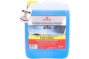‎NIGRIN NIGRIN Scheiben Frostschutz Fertigmix ENERGIZER | 5 Liter | wirksam bis -18°C | Reinigungszusatz für Autoscheiben und Scheinwerfer | gegen Schnee, Salz, Öl, Ruß | schlierenfreie Sicht | Wach-Mach Duft