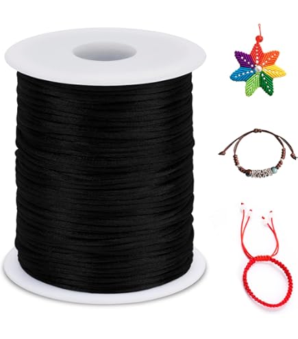 1,5 Mm X 100 M De Ficelle Noire, Sac à Crochet, Cordon Noir Indéchirable, Cordon En Polyester Pour Bracelets, Fil En Polyester Pour Collier, Fabrication De Bijoux, Bricolage
