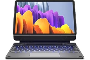 Dexnor Clavier Tablette pour Samsung Galaxy Tab S9 FE 10,9"/S9 2023 11" Magic Style Keyboard Magnétique Support avec Pavé Tactile Rétroéclairé Bluetooth avec Porte-Stylo AZERTY Français, Noir