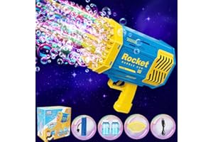 PEKOIU Seifenblasenpistole Bazooka Bubble Gun, 69 Löcher Seifenblasen Luftblasen Maschine Seifenblasenmaschine Pistole Kinder, Elektrische Bubble Machine Gun Mit Lichtern, Bubbleblower für Hochzeit (Blau)