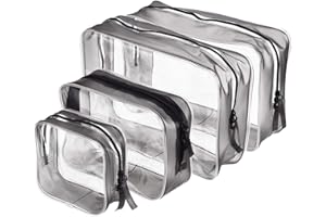 BKRDTY Przezroczyste kosmetyczki, 4 sztuki, PCW, zapinana na zamek błyskawiczny kosmetyczka, dla mężczyzn i kobiet, na wakacje, do łazienki i organizacji, Jasne, Mixed size