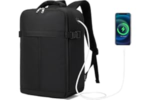Kono Mochila Viaje Cabina Avion 40x17x25 para Ryanair, Equipaje de Mano Impermeable con Puerto USB, Antirrobo, Correa para Maleta, Bolsa Maleta Cabina para Trabajo y Universidad, Hombre Mujer Negro