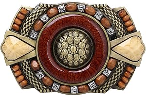 WANLIAN Fibbia per cintura Boemia, fibbia per cintura bohémien novità occidentale da donna vintage, fibbia casual intrecciata con ricamo bohémien, fibbia con strass per jeans Fibbia per cintura in pelle.