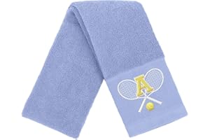 CGFN Tennis Towel,Tennis Gifts for Men Women,13”x 43” Cotton Embroidered Towels with Monogrammed Tennis Accessories on Birthday, Retirement (Blue, Initial-A)
