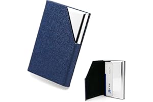 CiciIng Etui na wizytówki, etui ze skóry PU, wizytówki z zapięciem na magnes, etui na karty dla kobiet i mężczyzn (niebieskie)