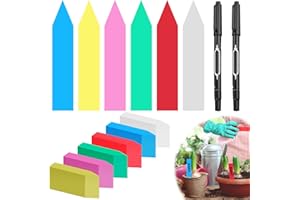 CRESBEL 600 Stück Pflanzschilder: 10 x 2 cm Bunte Plastik Pflanzenstecker, Pflanzen Stecketiketten mit 2 Schwarzer Filzstift, Wetterfeste Pflanzenetiketten, Mini Pflanzenschilder für Samen, Kräuter, Blumen