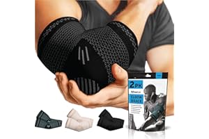 POWERLIX Ellenbogenbandage 2 Stücke, Kompression Ellenbogen Bandage für Damen & Herren, für Tennisarm, Golferarm, Sport, Arthritis, Sehnenentzündung, Gelenkschmerzen, Schwarz, L