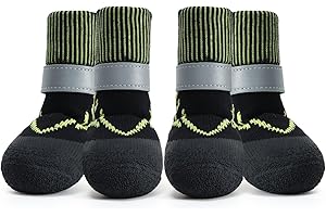 AQH Chaussettes Chien - 2 Paires avec Déodorisation et Traitement Antibactérien - Anti-Dérapant, Lavable et Ajustable pour Protéger Les Pattes (XL: 2,76"-7cm)
