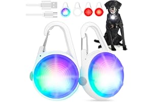 MONHALL Hund Lichter für Nacht Spaziergang, 2er-Pack wiederaufladbare Clip auf Hund Kragen Licht blinkendes Licht wasserdicht für Nacht und Kinder Schultasche Reflektor, Sicherheitslicht für Kinder und Hund