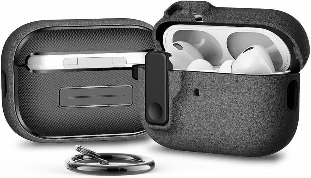 Minesk Airpods Pro 3 ile Uyumlu Fabric Serisi Özel Kilitli Tasarım ve Kumaş Yüzeyli Kılıf Darbelere Karşı Koruyucu Kapak (Gri, Airpods Pro 3 (2025))