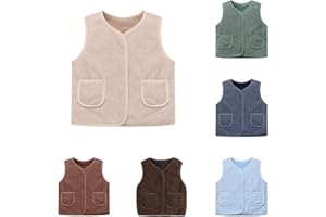 GENERISCH Teddy Fleece Weste Kinder Teddyjacke Mädchen Ärmellos Fleecejacke Kurz V-Ausschnitt Teddyfleece Jacke Plüschweste Mit Taschen Herbst Winter Warm Teddyweste Outdoor Fleeceweste Sport Übergangsjacke