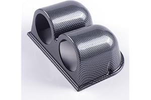 Fuworance 52mm Car 2 Hole Gauge Pod 2" Dual Hole Dash Board Pod Universal Mount Holder Meter Carbon Fiber Console Dashboard Pod Plastic