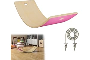 YRHome Balance Board legno oscillante per bambini – Allenatore di equilibrio 82 x 30 cm – tavola di bilanciamento per interni, ginnastica e fitness – tavola antiscivolo e giocattolo a bilanciere