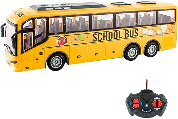 Bus de jouet, 12.4x3.2x4, 5 pouces Jouet de bus sans fil électrique, Simulatrice visites réaliste à l'échelle 1:30, télécommande amusante, cadeau créatif pour les filles garçons, pas batteri