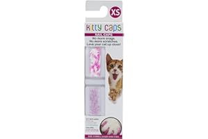 Kitty Caps Nail Caps for Cats | Safe & Stylish Alternative to Declawing | Stops Snags and Scratches, X-Small (Under 5 lbs), White with Pink Tips & Clear with Pink Glitter