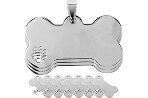 minkissy Lot de 10 étiquettes vierges pour chien - Étiquettes d'identification personnalisées pour chiens et chiots - Breloques pour collier de chien - Pièces vierges pour gravure en métal