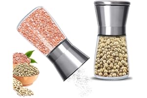 Gucass 2 szt. młynki do soli i pieprzu, zestaw młynków do przypraw z regulowanym ceramicznym mechanizmem mielącym, młynek do pieprzu i pieprzu, również jako młynek do chili, 180 ml, ręczny młynek do