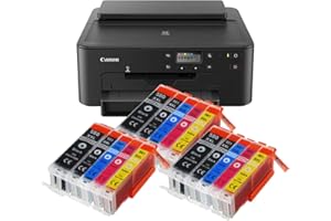 IC-Office TS705a Farbtintenstrahl-Drucker (Drucker, USB, CD-Druck, WLAN, LAN, Apple AirPrint) Schwarz + 15 XXL Tintenpatronen