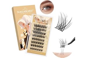 NAGARAKU Pestañas Autoadhesivas 48 Racimos DIY Pestañas Voluminosas Adhesivas Presión Automática Sin Pegamento Ni Removedor Reutilizables Prepegados Volumen Suave Eyelash Esponjosas(0,07mm C 10-16mm)