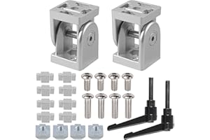 Kamtop Connecteur Profilé Aluminium 4040, 2pcs Connecteur à Angle Réglable Rotation à 180°avec Poignée de Charnière d'angle pour Profil en Aluminium D'Extrusion 4040