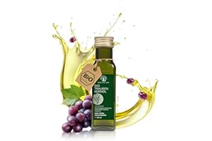 ‎AURA VOM LAND Aura vom Land Bio Premium Traubenkernöl Kaltgepresst 100ml – Vegan & Reich an Omega 6, Vitamin E – Hochwertiges Speiseöl auch als Haaröl/Körperöl – Bio Oil Grapeseed Oil Made in Germany