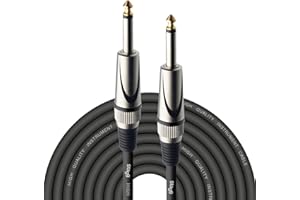 Stagg Deluxe Instrument Cable, 1/4" 6.35mm Jack To Jack, Heavy-Duty Connectors, 10 Metres / 33 Feet, Black