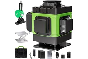 HOUSIWILL Laser Level Self Leveling 4 x 360°, 4D 16 Lines Green Laser Spirit Level with 2 Batteries, Lazer Tool with Adjustable Brightness Pulse Mode, Lifting Platform Wall Bracket Remote Control