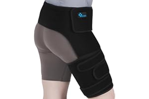 REAQER Hip Brace Ortho Wrap Compression Thigh Support for Sciatica Nerve Pain Relief, Recovery and Rehab Fits Women & Men （Right）