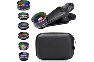 Severnier Handy Objektiv Linse Kit Lens Set, 7 in 1 Universelles Objektiv, 198° Fischaugenobjektiv, 0.63X Weitwinkel, 15X Makroobjektiv, CPL, Kaleidoskop, mit Staubbeutel