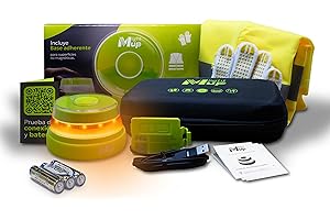 LIGHTMUP PLUS Baliza V16 homologada DGT 3.0 Incluye cable-Geolocalización IoT-Luz + accesorios emergencia-Señalización flash conectada coche-Obligatoria en 2026-Datos Telefónica Tech hasta 2038