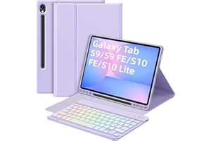 Bettdow for Samsung Galaxy Tab S10 Lite/ S10 FE 10.9" 2025 Keyboard Case, UK Layout Detachable Wireless Backlit Keyboard with Case for Galaxy Tab S10 FE/Tab S9 FE 10.9 Inch/Tab S9 11 Inch, Purple