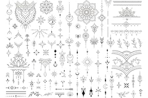 Sugeru 4 Bögen Temporäre Tattoos 2 Wochen, Fake Tattoos mit Coole Motive, Klebetattoos Erwachsene mit Welle, Wasserfeste Tattoo für Sommerparty, Strandparty, Fake Klebetattoos für Frauen Mann (D2)