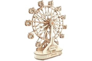 Ukuu 3D Holzpuzzle, Rotierendes Riesenrad Modellbausatz mit Musik, Mechanischer Holzbausatz zum Bauen, DIY Montage Holzpuzzle Spielzeug, Bastelset Holzgeschenk für Erwachsene und Jugendliche